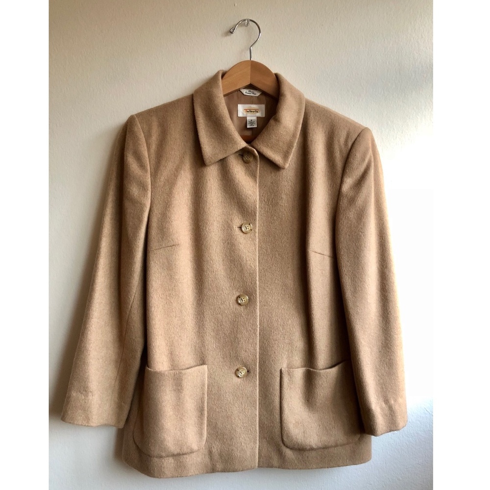 Talbots Beige Camel Hair Peacoat Jacket Size 8